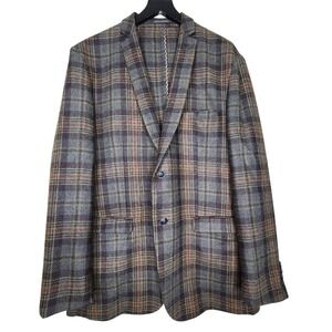 ZeGarie Uomo Sport Coat Blazer 46 Wool Plaid Two Button Single Vent Old‎ Money